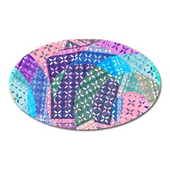 Boho Patchwork Oval Magnet by SpinnyChairDesigns