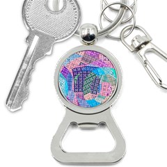 Boho Patchwork Bottle Opener Key Chain by SpinnyChairDesigns