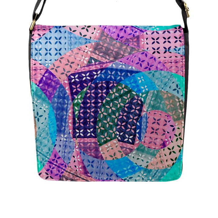 Boho Patchwork Flap Closure Messenger Bag (L)