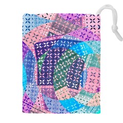 Boho Patchwork Drawstring Pouch (5xl) by SpinnyChairDesigns