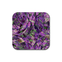 Boho Violet Mosaic Rubber Coaster (square)  by SpinnyChairDesigns