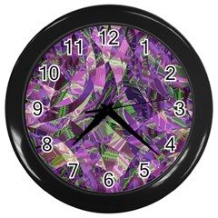 Boho Violet Mosaic Wall Clock (black) by SpinnyChairDesigns