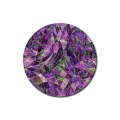 Boho Violet Mosaic Rubber Round Coaster (4 Pack)  by SpinnyChairDesigns