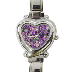 Boho Violet Mosaic Heart Italian Charm Watch by SpinnyChairDesigns