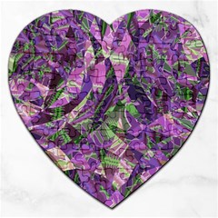 Boho Violet Mosaic Jigsaw Puzzle (heart) by SpinnyChairDesigns