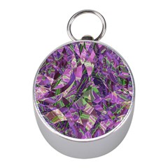 Boho Violet Mosaic Mini Silver Compasses by SpinnyChairDesigns