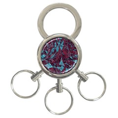 Boho Teal Wine Mosaic 3-ring Key Chain by SpinnyChairDesigns