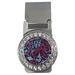 Boho Teal Wine Mosaic Money Clips (CZ)  Front