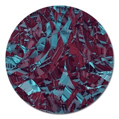 Boho Teal Wine Mosaic Magnet 5  (round) by SpinnyChairDesigns