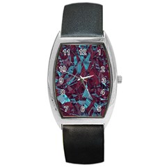 Boho Teal Wine Mosaic Barrel Style Metal Watch by SpinnyChairDesigns