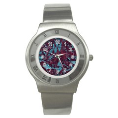 Boho Teal Wine Mosaic Stainless Steel Watch