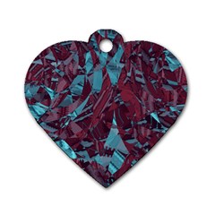 Boho Teal Wine Mosaic Dog Tag Heart (two Sides) by SpinnyChairDesigns