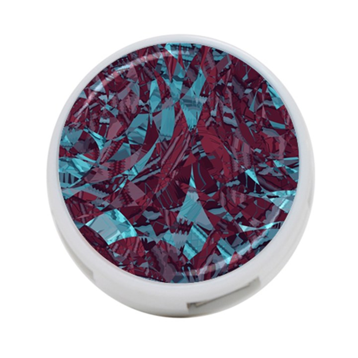 Boho Teal Wine Mosaic 4-Port USB Hub (Two Sides)