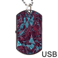 Boho Teal Wine Mosaic Dog Tag Usb Flash (two Sides) by SpinnyChairDesigns