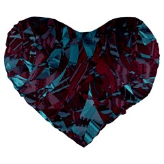 Boho Teal Wine Mosaic Large 19  Premium Heart Shape Cushions by SpinnyChairDesigns