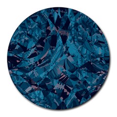 Boho Cerulean Blue Mosaic Round Mousepads by SpinnyChairDesigns