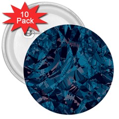 Boho Cerulean Blue Mosaic 3  Buttons (10 Pack)  by SpinnyChairDesigns