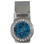 Boho Cerulean Blue Mosaic Money Clips (CZ)  Front