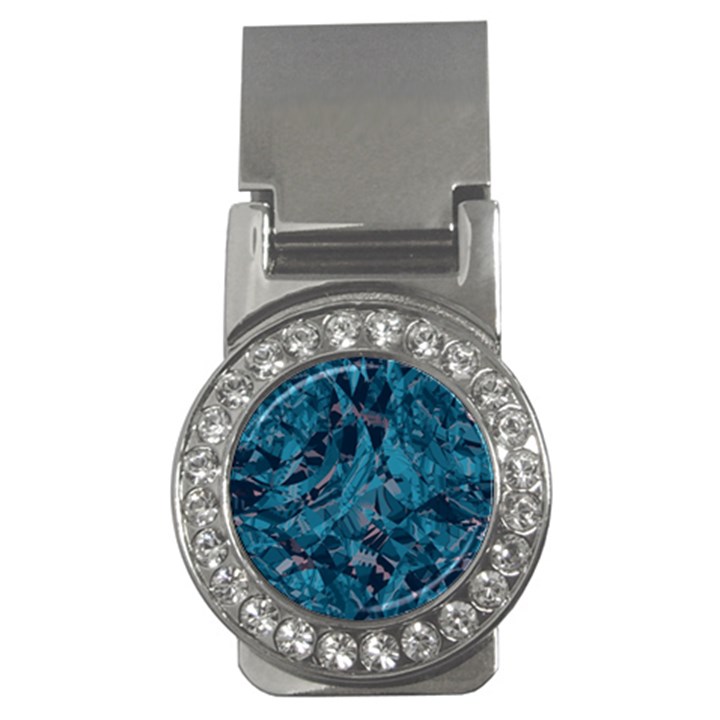 Boho Cerulean Blue Mosaic Money Clips (CZ) 