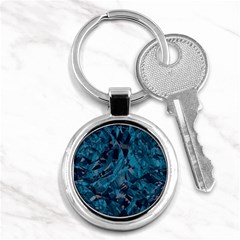 Boho Cerulean Blue Mosaic Key Chain (round) by SpinnyChairDesigns