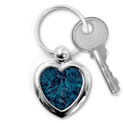 Boho Cerulean Blue Mosaic Key Chain (heart) by SpinnyChairDesigns