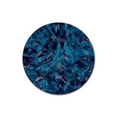 Boho Cerulean Blue Mosaic Rubber Coaster (round)  by SpinnyChairDesigns