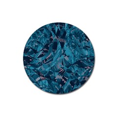 Boho Cerulean Blue Mosaic Magnet 3  (round) by SpinnyChairDesigns