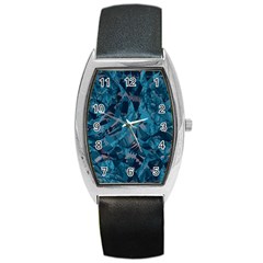 Boho Cerulean Blue Mosaic Barrel Style Metal Watch by SpinnyChairDesigns