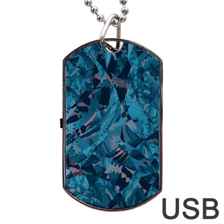 Boho Cerulean Blue Mosaic Dog Tag USB Flash (One Side)