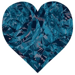 Boho Cerulean Blue Mosaic Wooden Puzzle Heart by SpinnyChairDesigns