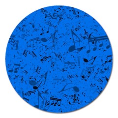 Cornflower Blue Music Notes Magnet 5  (round) by SpinnyChairDesigns