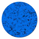 Cornflower Blue Music Notes Magnet 5  (Round) Front