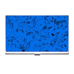 Cornflower Blue Music Notes Business Card Holder by SpinnyChairDesigns