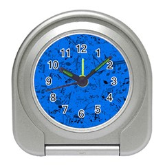 Cornflower Blue Music Notes Travel Alarm Clock by SpinnyChairDesigns