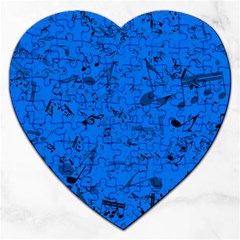 Cornflower Blue Music Notes Jigsaw Puzzle (heart) by SpinnyChairDesigns