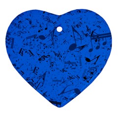 Cornflower Blue Music Notes Heart Ornament (two Sides) by SpinnyChairDesigns