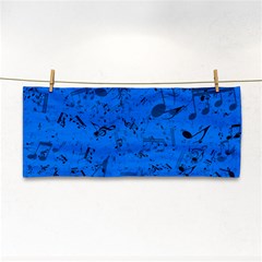 Cornflower Blue Music Notes Hand Towel by SpinnyChairDesigns