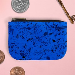 Cornflower Blue Music Notes Mini Coin Purse by SpinnyChairDesigns