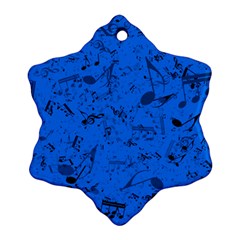 Cornflower Blue Music Notes Snowflake Ornament (two Sides) by SpinnyChairDesigns