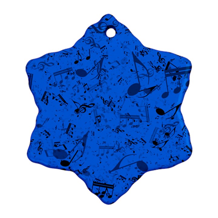 Cornflower Blue Music Notes Snowflake Ornament (Two Sides)