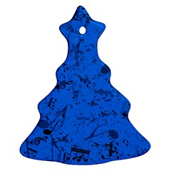 Cornflower Blue Music Notes Christmas Tree Ornament (two Sides) by SpinnyChairDesigns