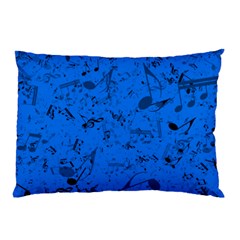 Cornflower Blue Music Notes Pillow Case (two Sides) by SpinnyChairDesigns