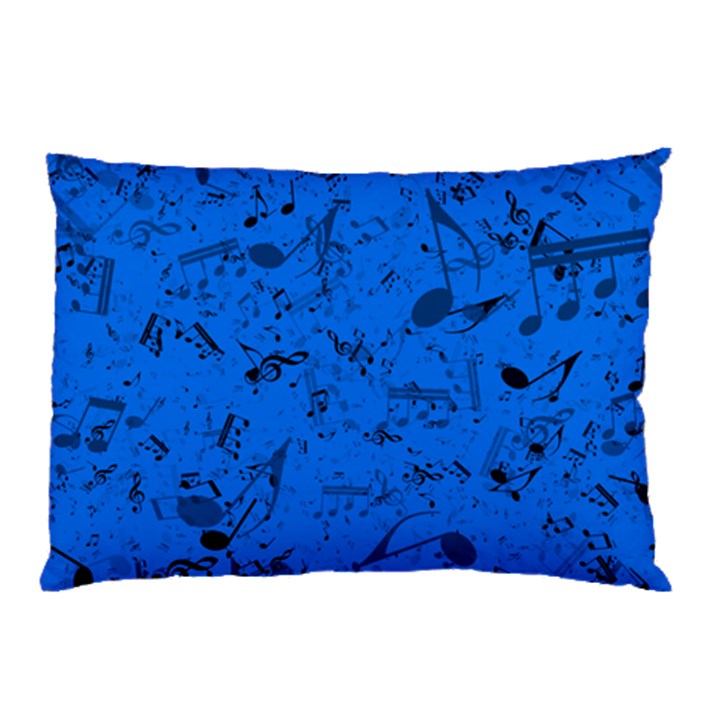 Cornflower Blue Music Notes Pillow Case (Two Sides)