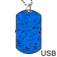 Cornflower Blue Music Notes Dog Tag Usb Flash (two Sides) by SpinnyChairDesigns