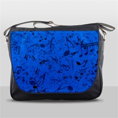 Cornflower Blue Music Notes Messenger Bag by SpinnyChairDesigns