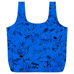 Cornflower Blue Music Notes Full Print Recycle Bag (xl) by SpinnyChairDesigns