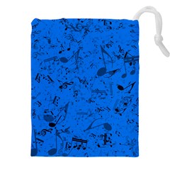 Cornflower Blue Music Notes Drawstring Pouch (4xl) by SpinnyChairDesigns