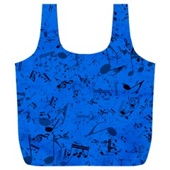 Cornflower Blue Music Notes Full Print Recycle Bag (xxl) by SpinnyChairDesigns