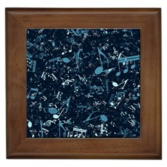 Prussian Blue Music Notes Framed Tile by SpinnyChairDesigns