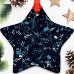 Prussian Blue Music Notes Ornament (Star) Front